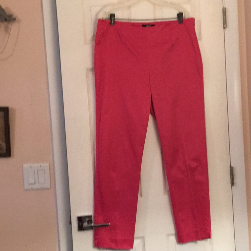 Raspberry Pink Polished Cotton Blend Slacks